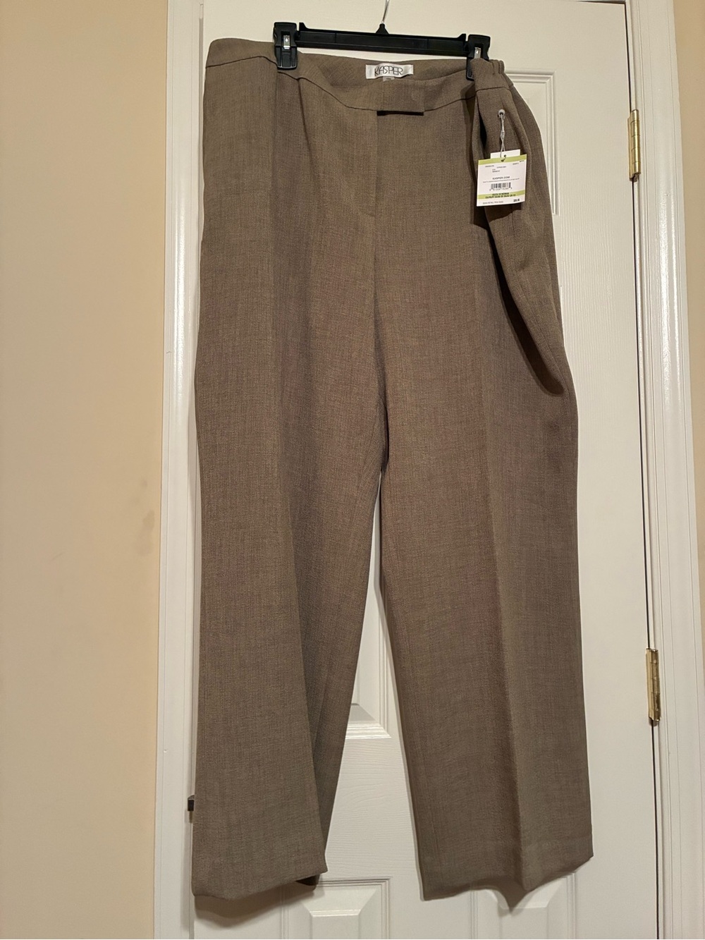 Kasper NET Cypress Grey Textured Straight Leg Pants Size 18